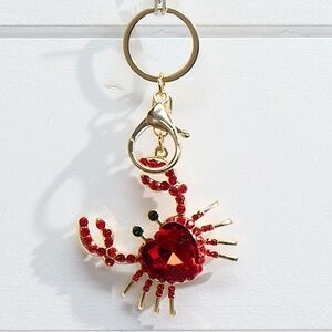 Gold and Red Crystal Crab Keychain